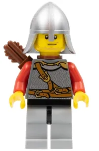LEGO Kingdoms - Lion Knight Scale Mail with Chest Strap and Belt, Helmet with Neck Protector, Quiver, Smirk and Stubble Beard minifigure