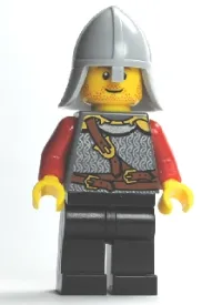 LEGO Kingdoms - Lion Knight Scale Mail with Chest Strap and Belt, Helmet with Neck Protector, Stubble Smile (Dual Sided Head) minifigure