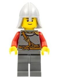 LEGO Kingdoms - Lion Knight Scale Mail with Chest Strap and Belt, Helmet with Neck Protector, Black Eyebrows, Thin Grin minifigure
