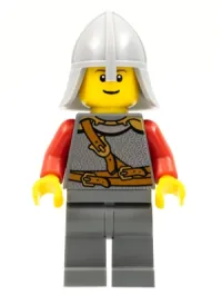 LEGO Kingdoms - Lion Knight Scale Mail with Chest Strap and Belt, Helmet with Neck Protector, Reddish Brown Eyebrows, Thin Grin minifigure