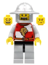 LEGO Kingdoms - Lion Knight Quarters, Helmet with Broad Brim, Vertical Cheek Lines, Mouth Closed / Mouth Open Scared Pattern minifigure