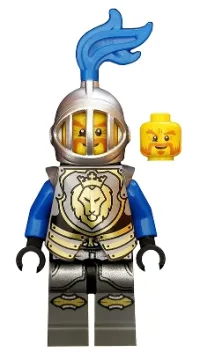 LEGO Castle - King's Knight Armor with Lion Head with Crown, Helmet with Fixed Grille, Blue Plume minifigure