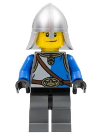 LEGO Castle - King's Knight Blue and White with Chest Strap and Crown Belt, Helmet with Neck Protector, Scared Face minifigure