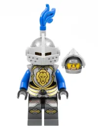 LEGO Castle - King's Knight Armor with Lion Head with Crown, Helmet with Pointed Visor, Blue Plume, Angry Face minifigure