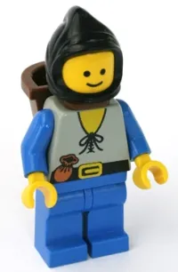 LEGO Peasant - Blue Legs, Black Hood, D-Basket minifigure