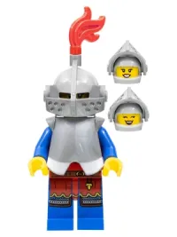 LEGO Lion Knight - Female, Light Bluish Gray Helmet, Flat Silver Visor, Red Plume, Flat Silver Armor minifigure