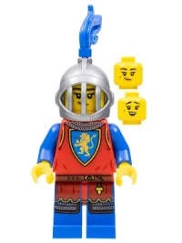 LEGO Lion Knight - Female, Flat Silver Helmet with Fixed Grille, Blue Plume minifigure