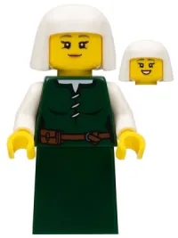 LEGO Peasant - Female, Dark Green Skirt, White Headdress minifigure