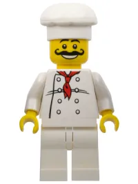 LEGO Chef - White Torso with 8 Buttons, White Legs, Long Curly Moustache minifigure