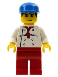 LEGO Chef - White Torso with 8 Buttons, Red Legs, Blue Cap minifigure