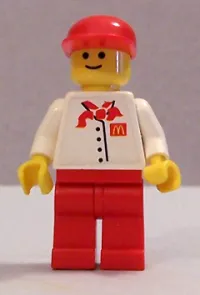 LEGO Chef - White Torso with 4 Buttons and McDonald's Logo (Sticker), Red Legs, Red Cap minifigure
