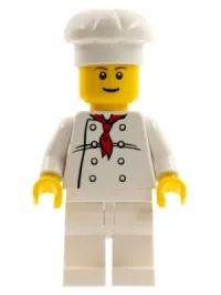 LEGO Chef - White Torso with 8 Buttons, White Legs, Reddish Brown Eyebrows minifigure