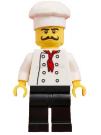 LEGO Chef - Black Legs, Moustache Curly Long, 'LEGO House Home of the Brick' Print on Back minifigure
