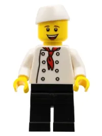 LEGO Chef - Black Legs, Open Mouth Smile, 'LEGO HOUSE Home of the Brick' on Back minifigure