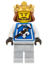 LEGO Warrior - King with Fleur de Lis Vest, Crown, Dark Brown Beard minifigure