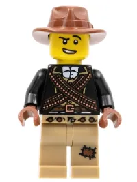 LEGO Warrior - Male with Bandoliers, Dark Tan Legs with Patch, Fedora Hat minifigure
