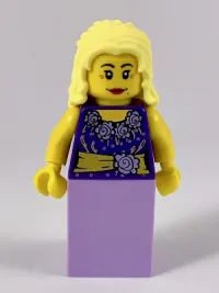 LEGO Musician - Female, Blouse with Gold Sash and Flowers, Lavender Skirt, Bright Light Yellow Hair minifigure