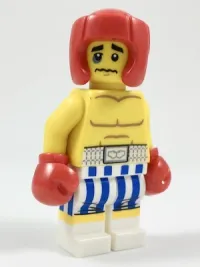 LEGO Boxer, Black Eye, Blue and White Striped Trunks minifigure