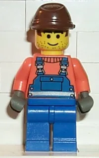 LEGO Overalls with Safety Stripe Blue, Brown Cavalry Cap minifigure