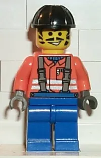 LEGO Construction Worker - Orange Shirt, Black Construction Helmet minifigure