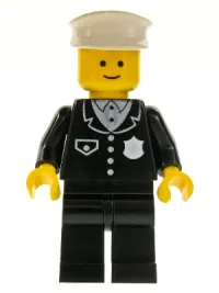LEGO Police - Suit with 4 Buttons, Black Legs, White Hat minifigure