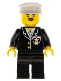 LEGO Police - Suit with Sheriff Star, Black Legs, White Hat minifigure