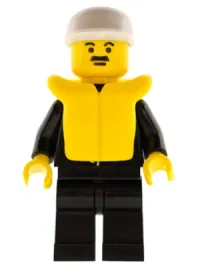 LEGO Police - Suit with Sheriff Star, Black Legs, White Cap, Life Jacket minifigure