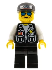 LEGO Police - Sheriff Star and 2 Pockets, Black Legs, White Arms, Black Cap with Police Pattern minifigure