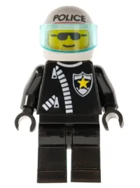 LEGO Police - Zipper with Sheriff Star, White Helmet with Police Pattern, Trans-Light Blue Visor minifigure