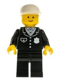 LEGO Police - Suit with 4 Buttons, Black Legs, White Cap minifigure