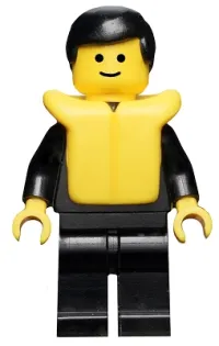 LEGO Police - Suit with 4 Buttons, Black Legs, Black Male Hair, Life Jacket minifigure