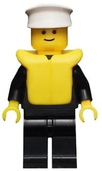 LEGO Police - Suit with 4 Buttons, Black Legs, White Hat, Life Jacket minifigure