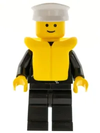 LEGO Police - Zipper with Badge, Black Legs, White Hat, Life Jacket minifigure