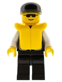 LEGO Police - Sheriff Star and 2 Pockets, Black Legs, White Arms, Black Cap, Life Jacket minifigure