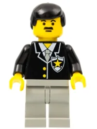 LEGO Police - Suit with Sheriff Star, Light Gray Legs, Black Male Hair minifigure