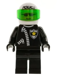 LEGO Police - Zipper with Sheriff Star, White Helmet with Police Pattern, Trans-Green Visor minifigure