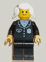 LEGO Police - Suit with 4 Buttons, Black Legs, White Pigtails Hair minifigure