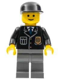 LEGO Police - City Suit with Blue Tie and Badge, Dark Bluish Gray Legs, Black Cap minifigure