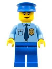 LEGO Police - City Shirt with Dark Blue Tie and Gold Badge, Blue Legs, Blue Police Hat, Scowl minifigure