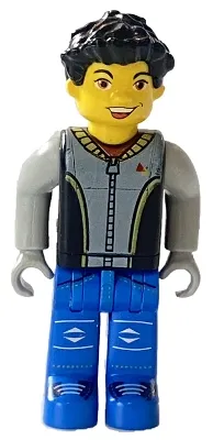 LEGO Max, Black Torso, Light Gray Arms, Blue Legs minifigure