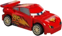 LEGO Lightning McQueen - Piston Cup Hood, White and Gold Wheels, Red 2 x 8 Plate, 3 Yellow 1 x 2 Plates minifigure
