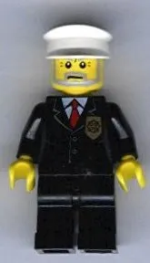 LEGO Police - City Suit with Red Tie and Badge, Black Legs, White Hat minifigure