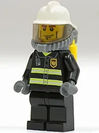 LEGO Fire - Reflective Stripes, Black Legs, White Fire Helmet, Breathing Neck Gear with Air Tanks minifigure
