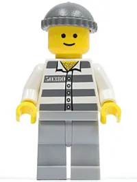 LEGO Police - Jail Prisoner 50380 Prison Stripes, Light Bluish Gray Legs, Dark Bluish Gray Knit Cap minifigure