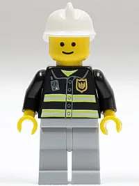 LEGO Fire - Reflective Stripes, Light Bluish Gray Legs, White Fire Helmet, Standard Grin minifigure