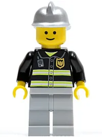 LEGO Fire - Reflective Stripes, Light Bluish Gray Legs, Silver Fire Helmet, Standard Grin minifigure