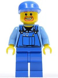 LEGO Overalls with Tools in Pocket Blue, Blue Cap, Beard Around Mouth minifigure