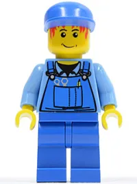 LEGO Overalls with Tools in Pocket Blue, Blue Cap, Messy Red Hair minifigure
