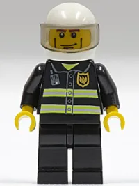 LEGO Fire - Reflective Stripes, Black Legs, White Standard Helmet, Cheek Lines minifigure