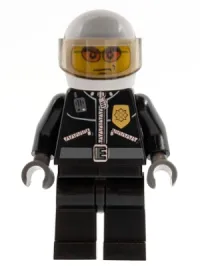 LEGO Police - City Leather Jacket with Gold Badge, White Helmet, Trans-Black Visor, Orange Sunglasses minifigure